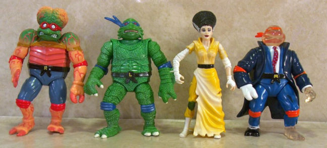 Imagen de las figuras de la segunda wave de 1994 de Universal Monsters X Tortugas Ninja de Playmates