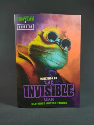 Imagen de la parte delantera de la caja de la figura Donatello el hombre invisible