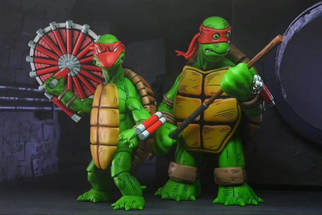 Imagen de las figuras de Neca con Michelangelo y Donatello