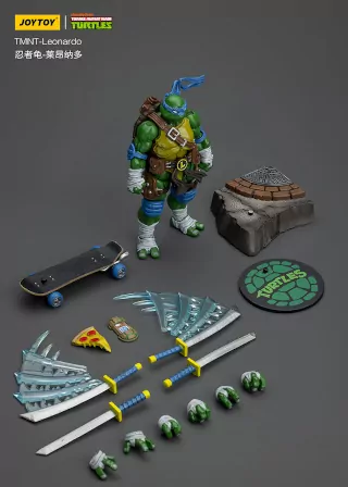 Imagen de la figura de Leonardo de Joy Toy con todos sus accesorios