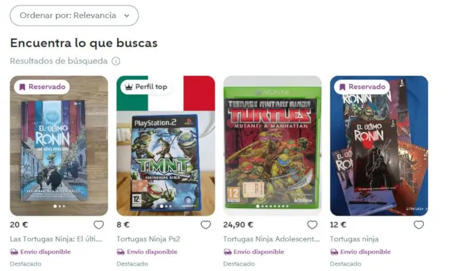 Imagen con el estado de los productos en Wallapop