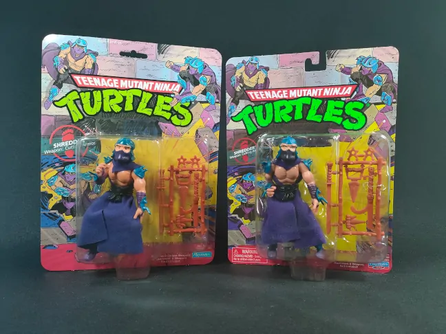 Imagen comparativa de la figura original de Shredder de 1988 y su reedición de 2023