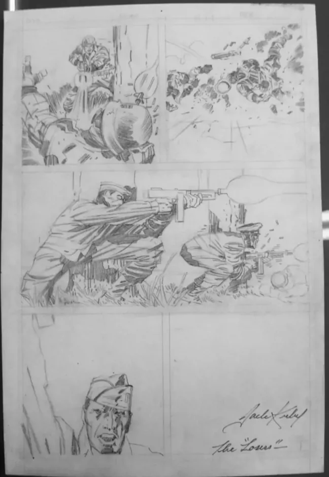 Frame original del cómic "The Loosers" dibujada por Jack Kirby