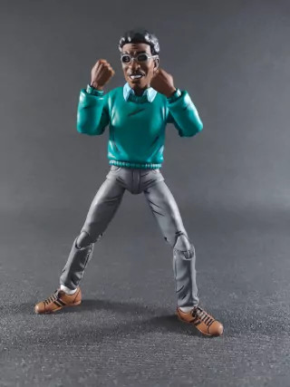 Imagen de la figura de Baxter Stockman con pose enérgica