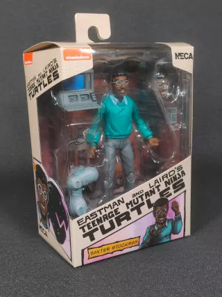 Imagen frontal del packaging de la figura de Baxter Stockman Mirage
