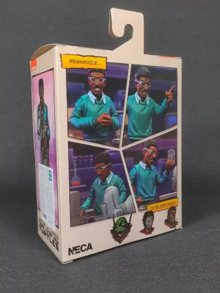 Imagen trasera del packaging de la figura de Baxter Stockman Mirage