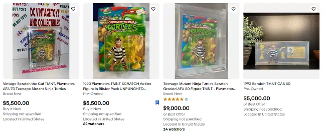 Imagen del resultado de Ebay al buscar figuras de Scratch disponibles