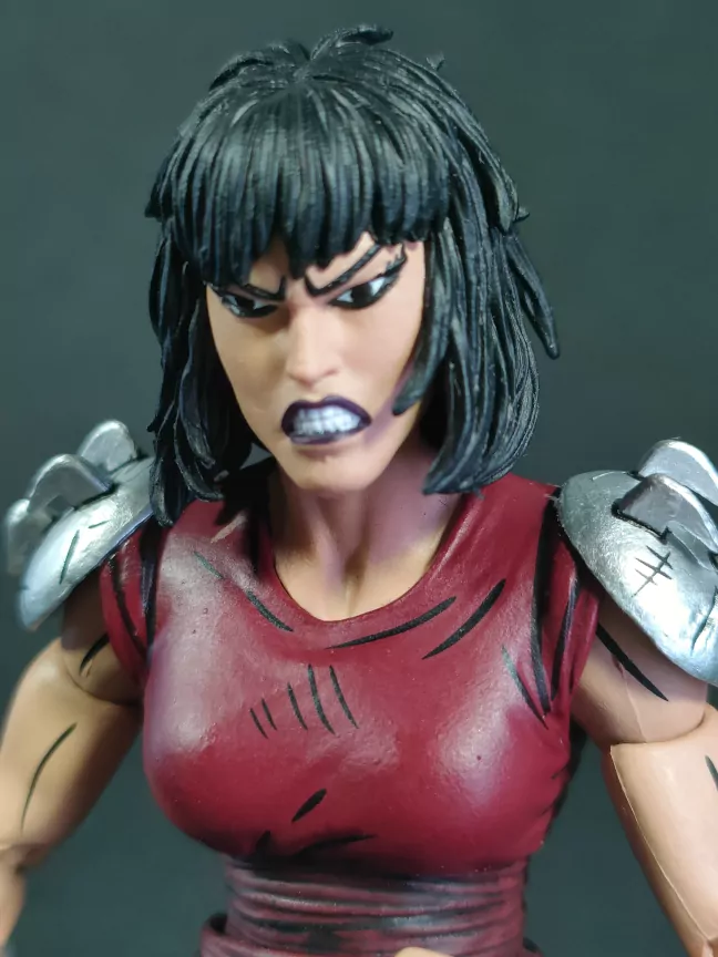 Imagen del rostro de la figura de Karai as The Shredder