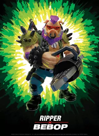 Ficha coleccionable de Bebop Ripper, de la colección Tortugas Ninja X GI Joe