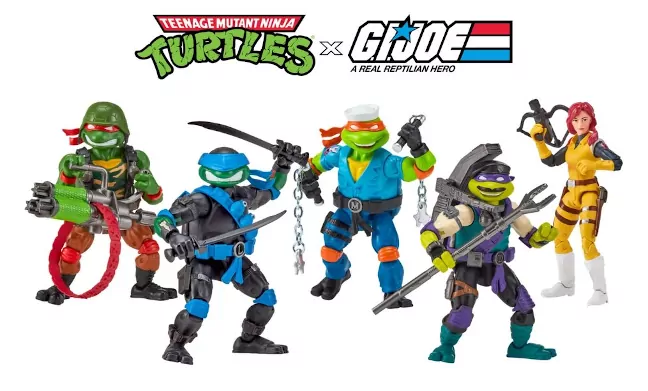 Imagen con las figuras del bando de los héroes del universo Tortugas Ninja X Gi Joe