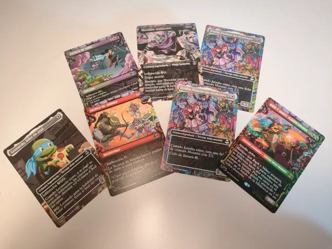 Imagen de las cartas con arte alternativo de la edición MTG Tortugas Ninja