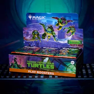 Imagen de una caja de sobres de juego de MTG Tortugas Ninja