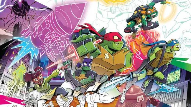 Imagen de la portada del libro sobre el diseño de los personajes de la serie El Ascenso de Las Tortugas Ninja